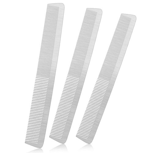 Patelai 3 Pieces Metal Hair Comb, Stainless Steel Fine Cutting Comb, Hair Styling Hairdressing Comb, Salon Detangler Comb for Women and Men