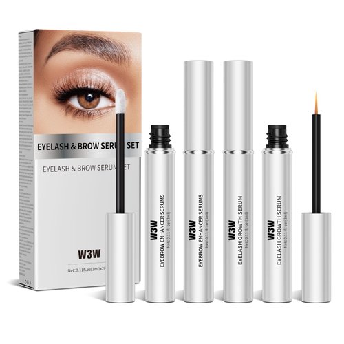 W3W Eyelash and Eyebrow Serum Set Nourishing Lash & Brow Serum Pack for Thicker Longer Lashes and Brows Gentle Eyelash Eyebrow Serum Plant Ingredients No Irritating