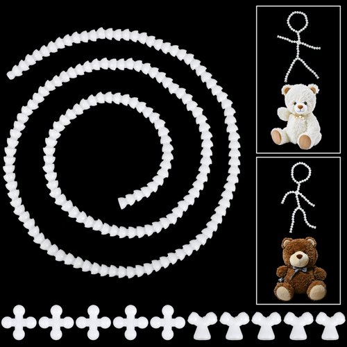 170 Pcs Doll Armature Set with X Y Connectors - Doll Skeleton 16mm Flexible Ball Socket Joints, DIY Plastic Body Model Figure Frame for Stuffed Animals Bear Dolls