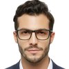 OCCI CHIARI Reading Glasses Men's Rectangle Reader Durable Spring Hinge 1.0 1.25 1.5 1.75 2.0 2.25 2.5 2.75 3.0 3.5(Black 200)