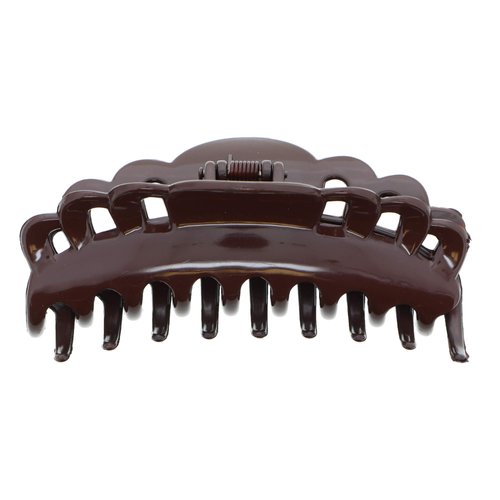 4 Inch Scalloped Jaw Clip With Holes-Brown
