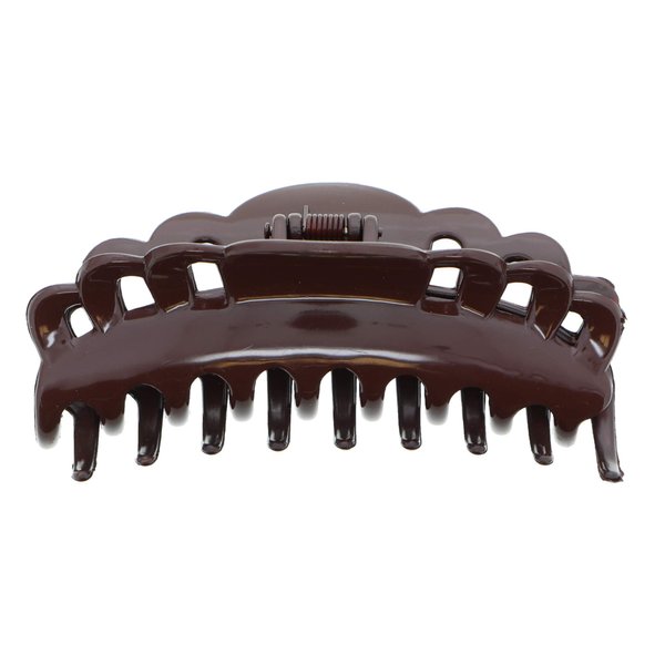 4 Inch Scalloped Jaw Clip With Holes-Brown