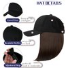 Qlenkay Baseball Cap with Hair Extensions Straight Short Bob Hairstyle Adjustable Removable Wig Hat 14inch for Woman Girl Medium Brown