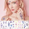 Konsait 12 Sheets Glitter Butterfly Temporary Tattoos, Oceans Mermaid Kids Butterfly Face Tattoo for Women Girls Eye Sticker Makeup Tattoo Butterfly Party Favors