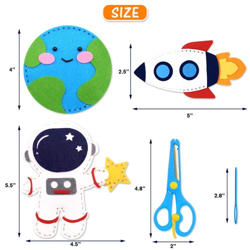 CiyvoLyeen Space Sewing Kit for Kids Solar System DIY Activity Kids Felt Craft Supplies for 7 8 9 10 11 12 Girls and Boys Educational Beginners Sewing Set of 11