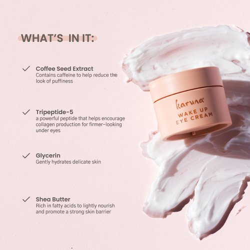 Karuna - Wake Up Eye Cream with Coffee Cherry & Tri-Peptides, Caffeine Eye Cream, Under Eye Brightener, Anti Aging Serum, Moisturizer for Puffiness, Boost Collagen for Fine Lines & Dark Circles, 15 ml