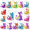HOZKEAP 24 Packs Bulk Cat animal Backpack Mini Pop Rainbow Keychain fidgets Bubble Toys for Kids Children Classroom Students from Teacher, Birthday Party Favors