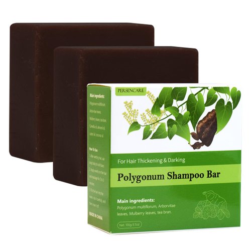 2 Pcs Natural Polygonum Multiflorum Solid Shampoo and Conditioner Set, He Shou Wu Volumizing Gray Hair Reverse, Fo Ti Bar for Thinning & Darkening Hair, Fo-Ti Black Soap for Men & Women All Hair Type
