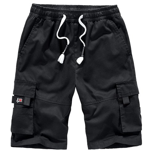 Vcansion Women's Casual Cotton Loose Fit Multi-Pockets Cargo Bermuda Shorts Black US 24