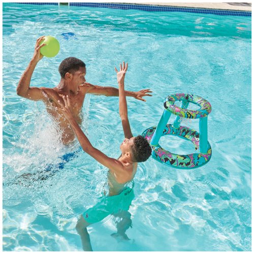 SwimWays Hydro Spring Hoops, Pool Toy, Inflatable Pool Game Basketball Set