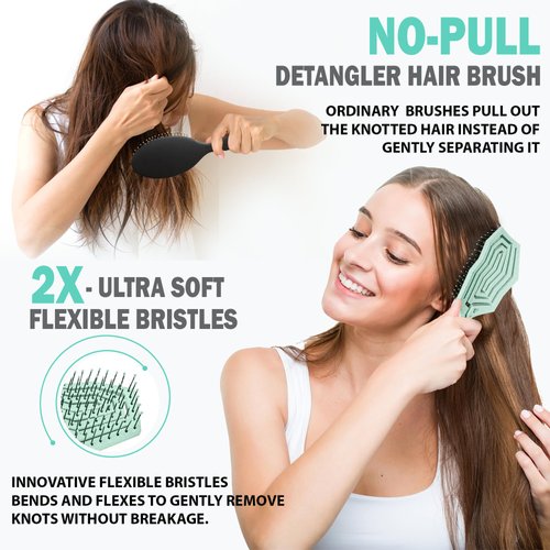 Fiora Naturals Hair Detangling Brush -100% Bio-Friendly Detangler Hair Brush w/Ultra-soft Bristles- Glide Through Tangles with Ease - For Curly, Fine, Women, Men, Kids, Toddlers, Wet and Dry Hair