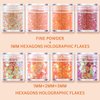 GABOX 8 Jars Sunset Orange Cosmetic Chunky Glitter Set, Holographic Nail Resin Glitter, Fine Powder+1mm+2mm+3mm Sequins Flakes, Iridescent Art Glitter Set for Body Face Eyes Hair Crafts