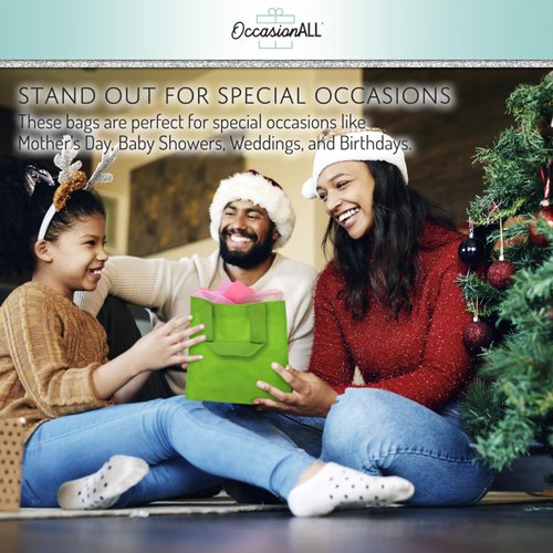 12 Pack Reusable Gift Bags with Handles, Eco Friendly Tote Bags, Party Favor Bags Assorted Bright Neon Colors, Multi Colors (8" Wide x 8" high)