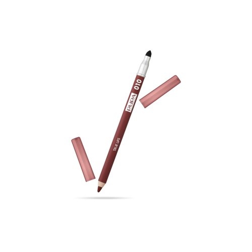 Pupa Milano True Lips Blendable Lip Liner - Dual-Ended Matte Lining Color and Brush - Light and Creamy, Hydrating, High Pigment, Smudge Proof Formula - Paraben Free - 010 Burnt Sienna - 0.042 oz