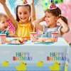 GZBJMYGS Duck Happy Birthday Tablecloth Duck Animal Party Plastic Supplies Animal Theme Baby Shower Boys Girls Blue Birthday Party Supplies Party Picnic Camping Plastic Table Cover Decorations