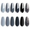 Vishine Classic Gray Serie Gel Nail Polish Set - 6 Different Gray Shades Glitter Gel Polish Kit Popular Nail Art Design Soak Off LED Lamp Nail Polish Gel Manicure Kit