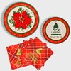 Gatherfun Christmas Party Supplies Christmas Poinsettia Flower Disposable Paper Dinner Plates Dessert Plates and Napkins for Merry Christmas Party, Serve 20