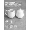 Sweese 12 Ounce Porcelain Sugar and Creamer Set, Coffee Serving Set, 3 Piece with Cream Pitcher, Sugar Bowl with Lid and Spoon, White - 480.101