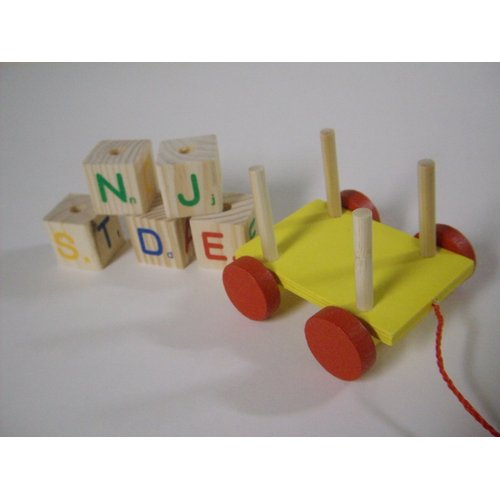 Bird , Parrot Training Toy Removable Spinning Blocks on a Pull Wagon by Bird Trainers