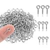 Abeillo 300 Pieces Small Screw Eye Pins 3 Sizes Screw Threaded Eye Pin Hooks Mini Stainless Steel Eyelet Screws Hooks for Jewelry Making DIY Art Craft (0.16 x 0.3 0.16 x 0.4 0.2 x 0.47) Inch