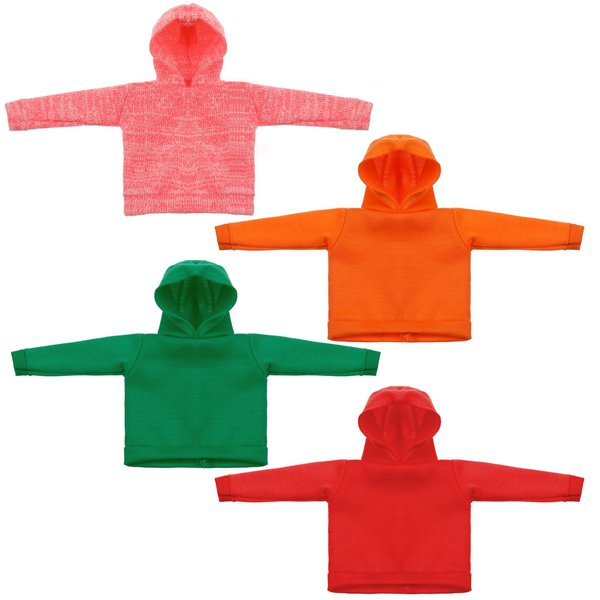 Bencailor 4 Pcs Doll Clothes Winter Doll Sweater Hoodie Doll Accessories Doll Sweater Set Clothing for Elf Doll Decor(Pink Red Orange Green,11.5 Inch)