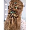 Casdre Green Rhinestone Bridal Hair Pins Silver Crystal Bride Wedding Hair Pieces Pearl Hair Accessories for Women and Girls (Pack of 3)