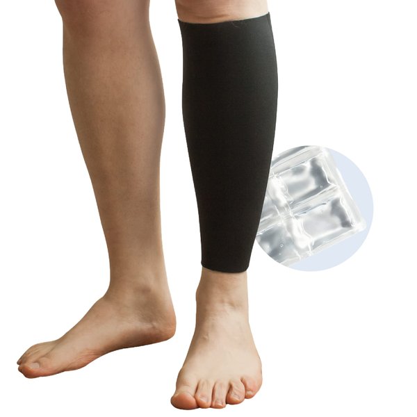 Brownmed - Sealed Ice Shin Ice - Leg Compression Sleeve to Support Shin Splint Relief - Flexible Shin Splint Wrap with Ice Pack - Reusable Cold Pack Wrap - Black