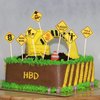 100 Pieces Construction Cupcake Topper Road Sign Birthday Cake Toppers Construction Theme Cupcake Toppers Construction Cake Decorations Construction Road Sign Picks for Kids Birthday Party Supplies