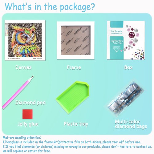 Libfx Diamond Art Kits for Kids with Frame Diamond Art for Kids Beginners Arts and Crafts for Girls Boys Ages 8 10 12 Christmas Birthday Gifts (Owl)