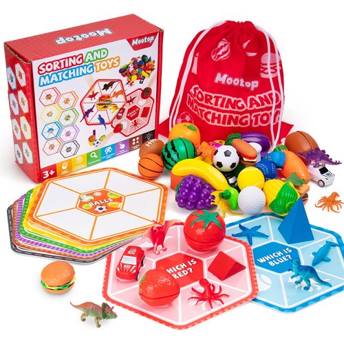 Sorting Toys for Toddlers, Match Card & Sort Game Set, Sensory Toys, Multiple Themes Fine Motor Sorting Games, Preschool Educational Learning Toys Sorting Matching Playset for Boys and Girls