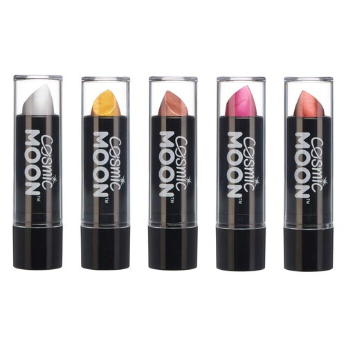 Cosmic Moon - Metallic Lipstick - 0.17oz - For mesmerising metallic lips! - Set of 5 colours - Includes: Silver, Gold, Rose Gold, Pink, Red