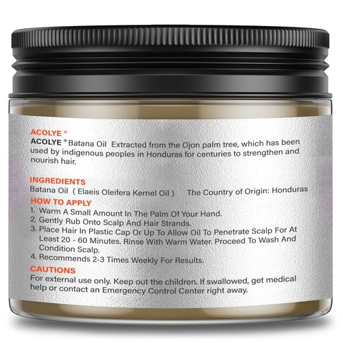 Acolye Raw Batana Oil for Hair Mask: Natural Unrefined Batana Hair Mask for Nourishes Dry Damaged Strengthens Hair Resilience Men Women (4.23, Earthy)