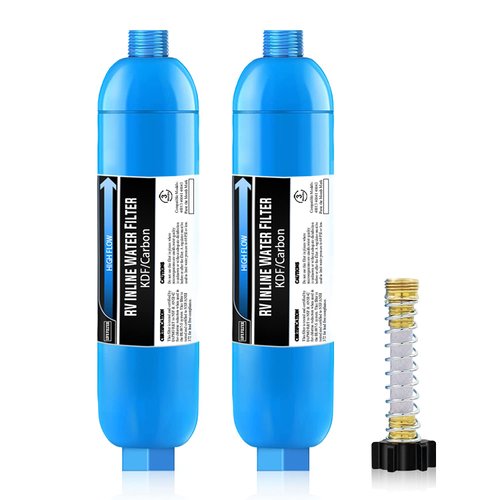 RV Inline Marine Water Filter, Reduces Chlorine, Bad Taste&Odor for RVs,NSF Certified with Flexible Hose Protector