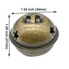 Maydahui 60PCS Bronze Jingle Bells 1.34 Inches Star with Snowflakes Design Small Elliptical Antique Brass Bell for Crafts Christmas Halloween Festival Decor