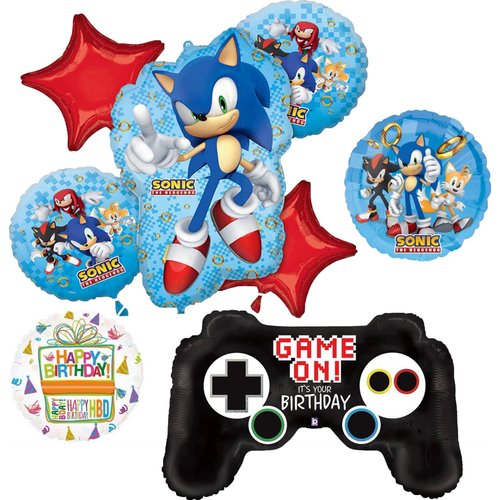 Anagram Sonic Video Gamers Controller Birthday Party Supplies Hedgehog Foil Balloon Bouquet Decorations