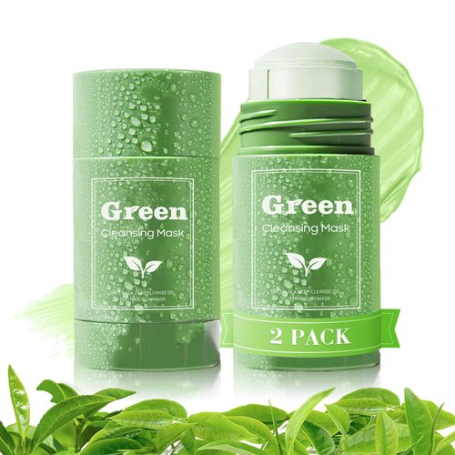 PAINISTIC Green Tea Clay Face Mask - Green Tea Skin Care for Removes Blackheads Mask, Pore Cleansing Green Tea Clay Skin Mask, Deep Cleanse Mask for All Skin Types (2 PCS)