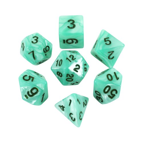 Turquoise Pearl RPG Dice - Full Polyhedral Set - 'Aqua'