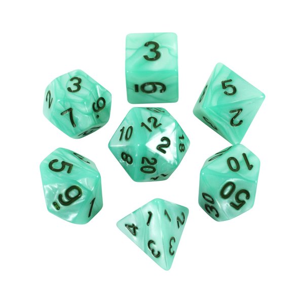 Turquoise Pearl RPG Dice - Full Polyhedral Set - 'Aqua'