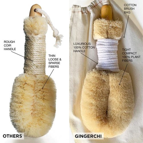 Ginger Chi Dry Brush for Skin, Dry Brushes for Body - Natural Bristle Brush for Dry Brushing Skin (Sisal Dry Brush)