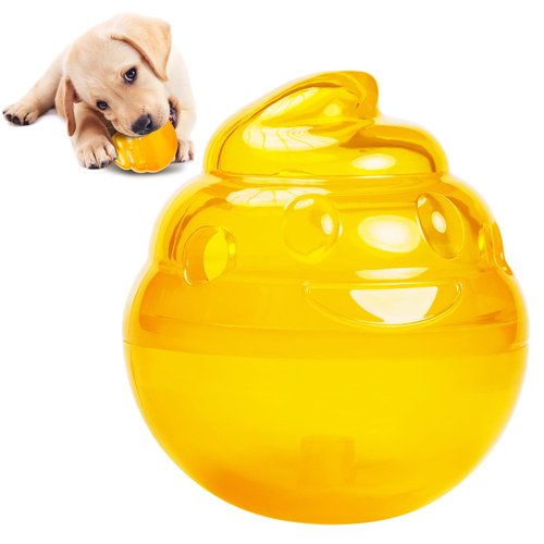 2024 New Treat Dispensing Dog Toys Dog Puzzle Toy, Nontoxic Bite Food Ball Slow Feeder Dog Bowls Training Ball-Feeder Dog Toy（Yellow）