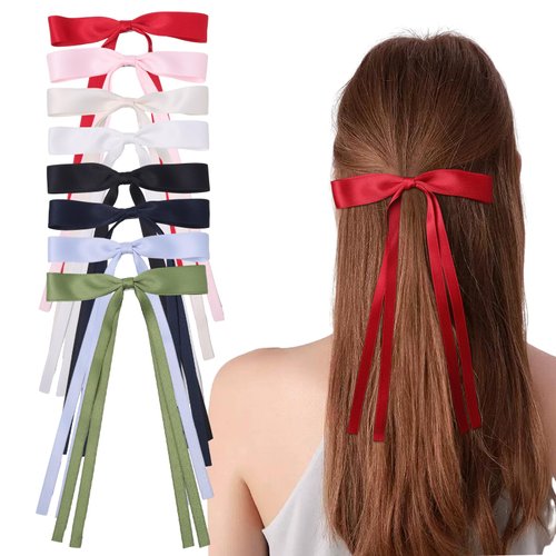 Hair Bows for Women, 8 PCS Ribbon Bow Hair Clips, Cute Hair Accessories Bow Hair Ties, Bows Hair Barrettes Hair Accessories Gifts for Toddlers Teens Kids (Mixed 8 color)
