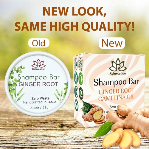 Organic Ginger Hair Growth Solid Shampoo Bar for Regrowth Hair | GINGER ROOT, CAMELINA OIL, TURMERIC, LEMONGRASS | Anti Hair Loss Shampoo, Anti-Dandruff and Anti-Itching | USA MADE (1 pack)