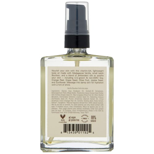 FarmHouse Fresh Vanilla Bourbon Body Oil, Vanilla Bourbon, 4 Fl Oz