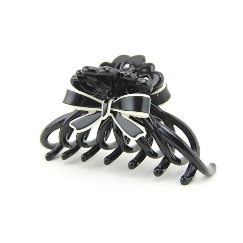 Meilliwish Noble Women Ponytail Holder Hair Claw Clip 1 PCS(D94)(Black)