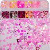 4 Boxes Iridescent Nail Glitter Sequins Set Heart Star Butterfly Shapes Glitters Flakes Sticker Manicure Accessories for Acrylic Nails/Resin/Crafts/Makeup