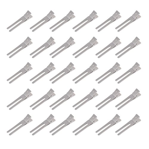 Breeze Thru Double Prong Pin Curl Root Clips, Curly Girl Method Approved Curl Setting Section Hair Clips, 1.75'' Metal Clips for Hair Salon, Styling