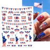 IDDFEVE 12 Sheets 4th of July Nail Stickers, USA Independence Day Patriotic Nail Decals, 3D Design Self-Adhesive Flag Star Nail Art