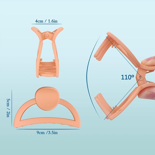 Hair Claw Clips for Girls Women, 3.5 Inch Style D Shape Hair Claw with Strong Spring, Hair Clips for Long Thin Thick Hair (Beige,Orange,Grey,Khaki) Pack of 4