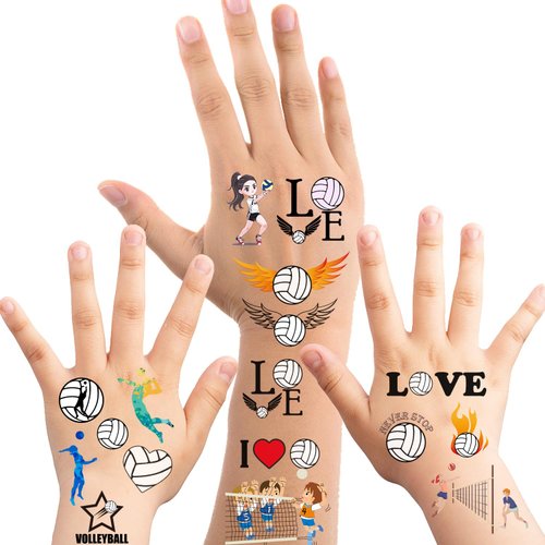 328 Pieces Volleyball Party Temporary Tattoos for Kids - Sports/Volleyball Themed Party Supplies Goodie Bag Stuffers Favors Prize Motivational Stickers(24 Sheets)