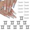 XEAOHESY 20 Pieces Silver Alloy Gemini Zodiac Nail Charms 10pcs Gemini Symbols Sign Charms for Nails 10pcs Gemini Words Nail Charms for Women Nail Art Decoration